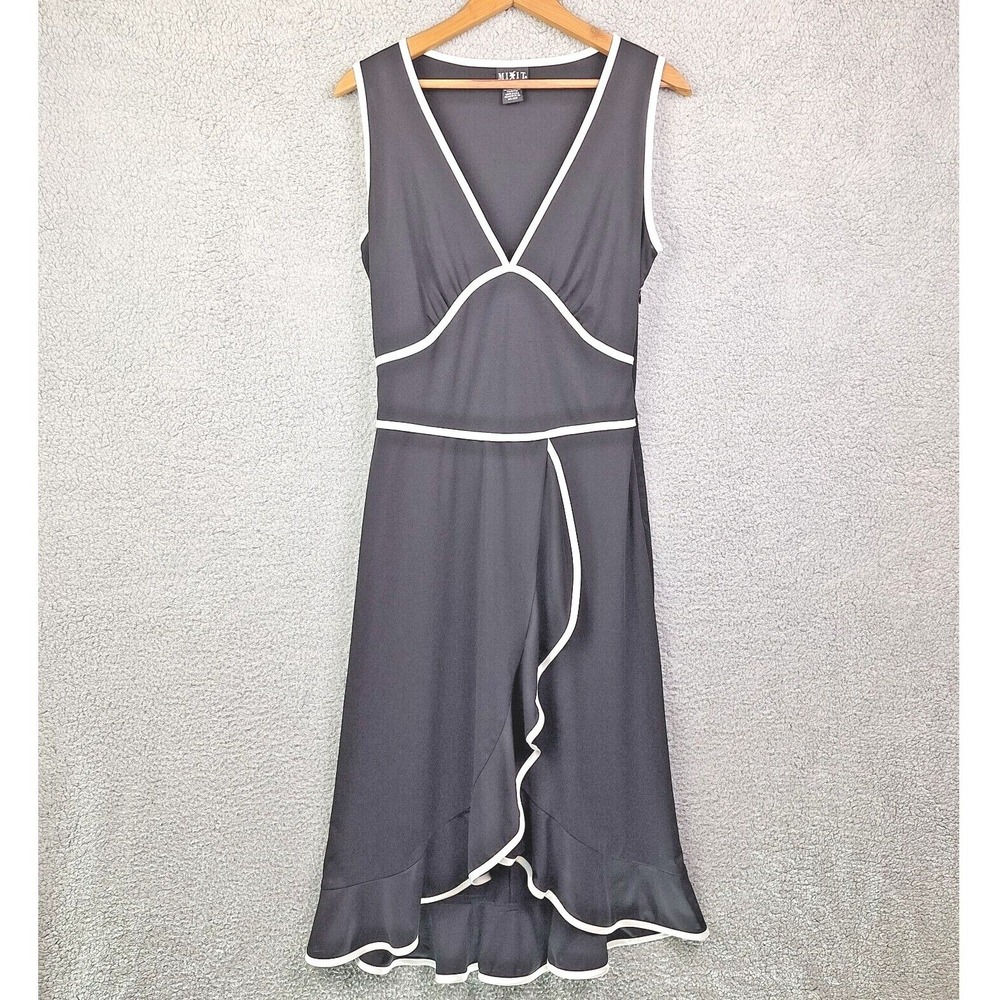Mixit Dress Womens 10 Medium‎ Black Fit Flare Tulip Hem Flirty USA Made Y2K